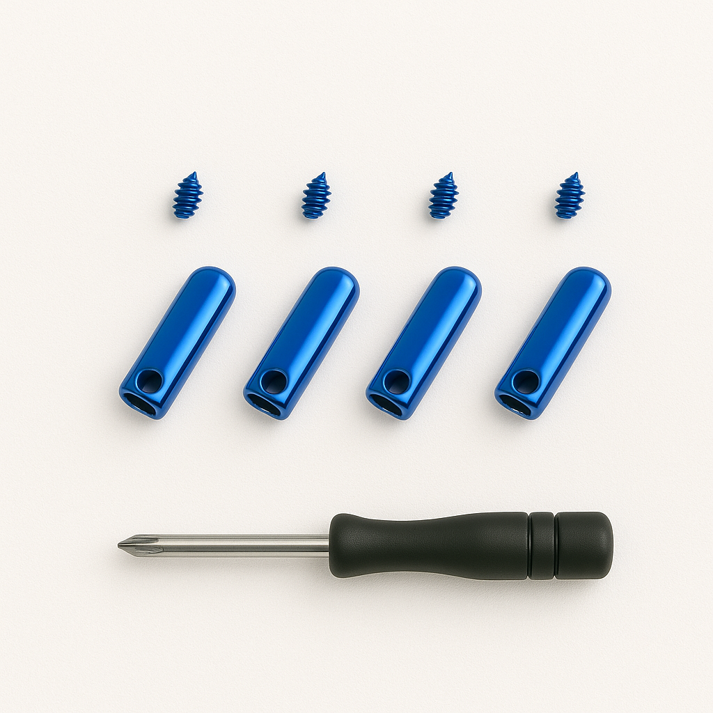 Set Embouts de Lacets Cylindriques & Aglets – Bleu Électrique